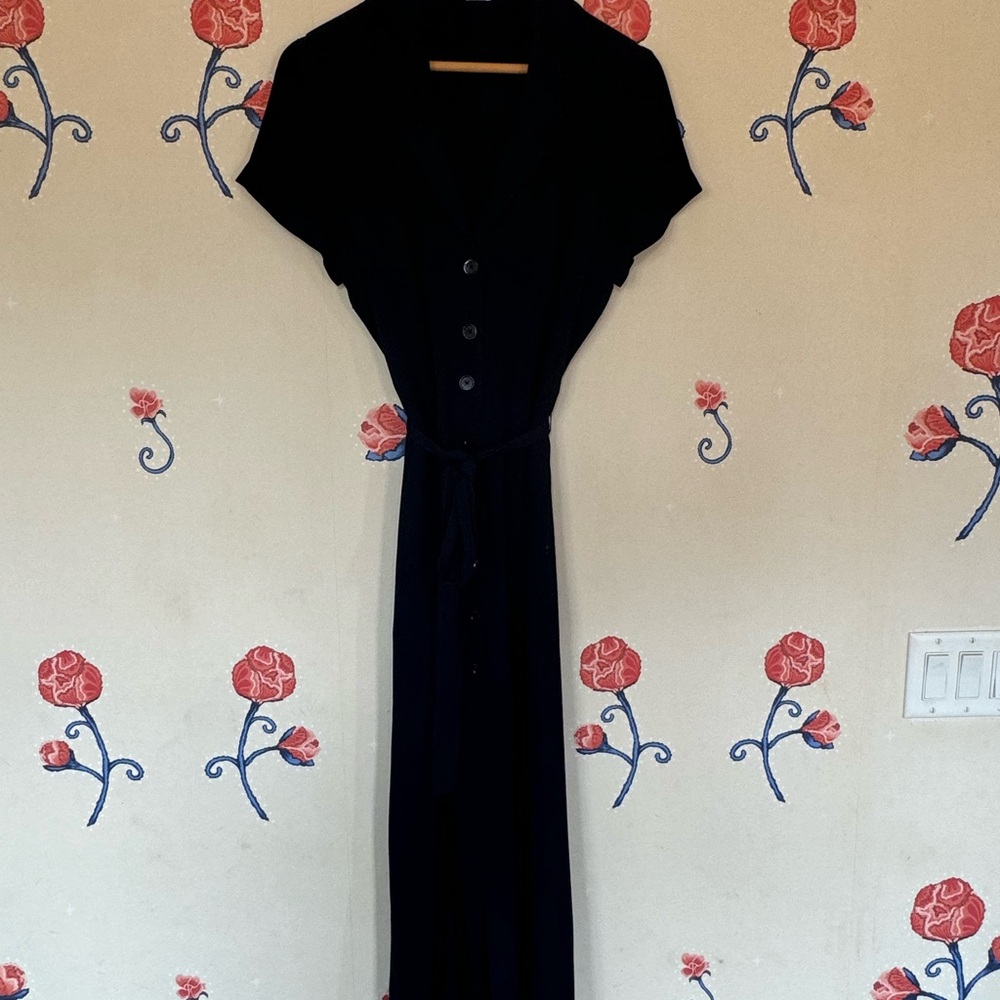 Wilfred Black Maxi Dress with Button Detail